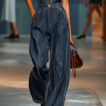 【24-hour shipping out】V-Neck Casual Retro Sleeveless Wide-Leg Denim Jumpsuit