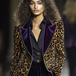 【24-hour shipping out】Casual Vintage Velvet Leopard Print Contrast Lapel Blazer