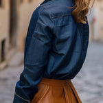 【24-hour shipping out】Casual Loose Denim Long Sleeve Blouse