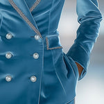 Casual Loose Retro Solid Velvet Pocket Blazer