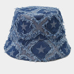 Casual Fashion Five-pointed Star Raw-edge Denim Bucket Hat