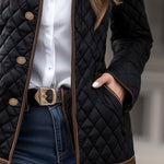 Casual Fashion Lapel Quilted Zippered Padded Jacket