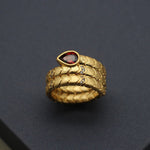 Vintage Light Luxury Water Drop Zircon Snake Ring