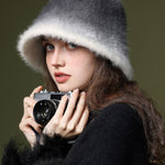 Winter Fashion Gradient Plush Rabbit Fur Warm Bucket Hat