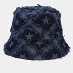 Casual Fashion Five-pointed Star Raw-edge Denim Bucket Hat