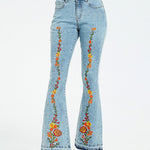 Stylish Exquisite Embroidered Slim-fit Flared Jeans