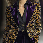 【24-hour shipping out】Casual Vintage Velvet Leopard Print Contrast Lapel Blazer