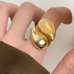 Simple Transparent Irregular Water Drop Open Ring
