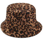 Suede Leopard Print Casual Sun Hat Bucket Hat