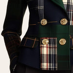 Casual Lapel Plaid Double-breasted Woolen Blazer