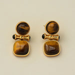 Retro Light Luxury High-end Natural Tiger Eye Stone Earrings