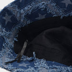 Casual Fashion Five-pointed Star Raw-edge Denim Bucket Hat