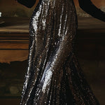 【24-hour shipping out】V-Neck Stylish Elegant Solid Color Velvet Sequined Long Maxi Dress