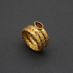 Vintage Light Luxury Water Drop Zircon Snake Ring