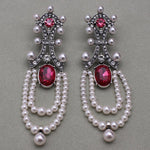 Vintage Long Ruby pearl Tassel Earrings