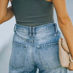 Stretch Washed Ripped Wide-leg Jeans