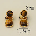 Retro Light Luxury High-end Natural Tiger Eye Stone Earrings