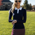 【24-hour shipping out】Casual And Fashionable Sports Style Red And Blue Contrast Polo Mini Dress