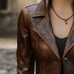 Women's Vintage Pocket Faux Leather Jacket
