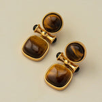 Retro Light Luxury High-end Natural Tiger Eye Stone Earrings