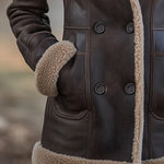 Vintage Lambswool Lapel Pocket Sheepskin Warm Coat