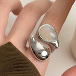 Simple Transparent Irregular Water Drop Open Ring