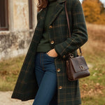 Women's Button Plaid Wool Coat