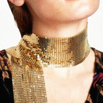 Elegant Textured Metal Sequin Long Scarf