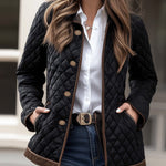 Casual Fashion Lapel Quilted Zippered Padded Jacket