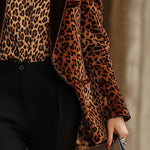 【24-hour shipping out】Casual Loose Retro Velvet Leopard Print Lapel Blazer