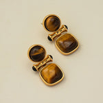 Retro Light Luxury High-end Natural Tiger Eye Stone Earrings
