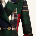 Casual Lapel Plaid Double-breasted Woolen Blazer