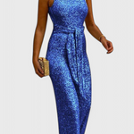 Adele Adjustable Waist Long Sequin Jumpsuit