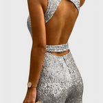 Adele Adjustable Waist Long Sequin Jumpsuit