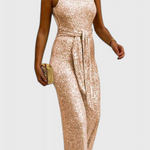 Adele Adjustable Waist Long Sequin Jumpsuit