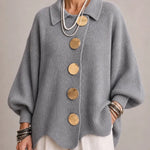 Karina - Oversized Collared Button Cardigan