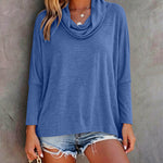Women's Cowl Neck Batwing Sleeve Top Casual Long Sleeve Loose Pullover Comfortable Soft Drape Blouse