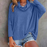 Women's Cowl Neck Batwing Sleeve Top Casual Long Sleeve Loose Pullover Comfortable Soft Drape Blouse