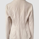 Metal Double Breasted Decor Stand Collar Argyle & Cable Textured Coat