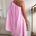 3D Flower Decor One Shoulder Sleeveless Mini Dress Casual A Line Vacation Dress