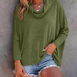 Women's Cowl Neck Batwing Sleeve Top Casual Long Sleeve Loose Pullover Comfortable Soft Drape Blouse