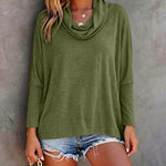Women's Cowl Neck Batwing Sleeve Top Casual Long Sleeve Loose Pullover Comfortable Soft Drape Blouse