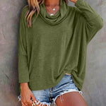 Women's Cowl Neck Batwing Sleeve Top Casual Long Sleeve Loose Pullover Comfortable Soft Drape Blouse