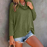 Women's Cowl Neck Batwing Sleeve Top Casual Long Sleeve Loose Pullover Comfortable Soft Drape Blouse