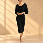 Lydia | Draped batwing-sleeve midi dress