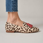 Aurora Moccasin — Cream Polka Dots, Red Tassels