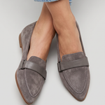 Pointed Moccasin with Strap over the Instep