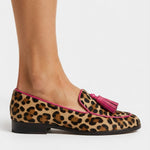 Fiamma Moccasin — Leopard Print with Fuchsia Trim and Tassels