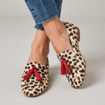 Aurora Moccasin — Cream Polka Dots, Red Tassels
