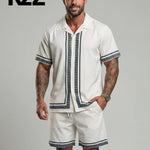 KZZ Casual Vacation Short-Sleeve Shirt and Shorts Set